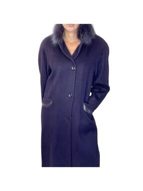Vintage Pont Neuf fur collar dark purple over coat